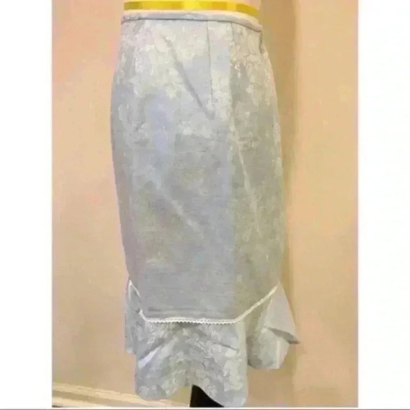 Isabel Nina Skirt 8 Slub Floral Trumpet 55% Linen - Picture 6 of 10